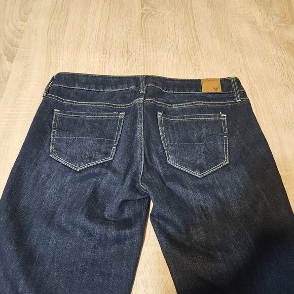 American Eagle Denim Jeans Skinny Stretch size 4 Womens Dark Wash Low Rise Jean - Picture 3 of 7